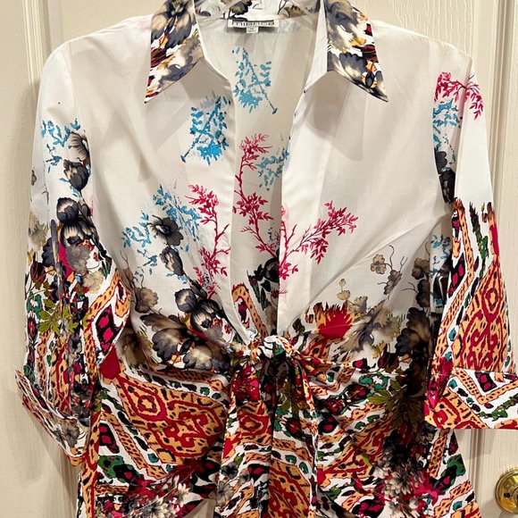 MISHA COLLECTION Tops - Floral Wrap Top with Knot and Tails